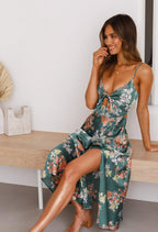Charlotte | Women’s Floral Print Maxi Dress | Cut Out Wedding Guest Dress-Women Dress-Eltrendio