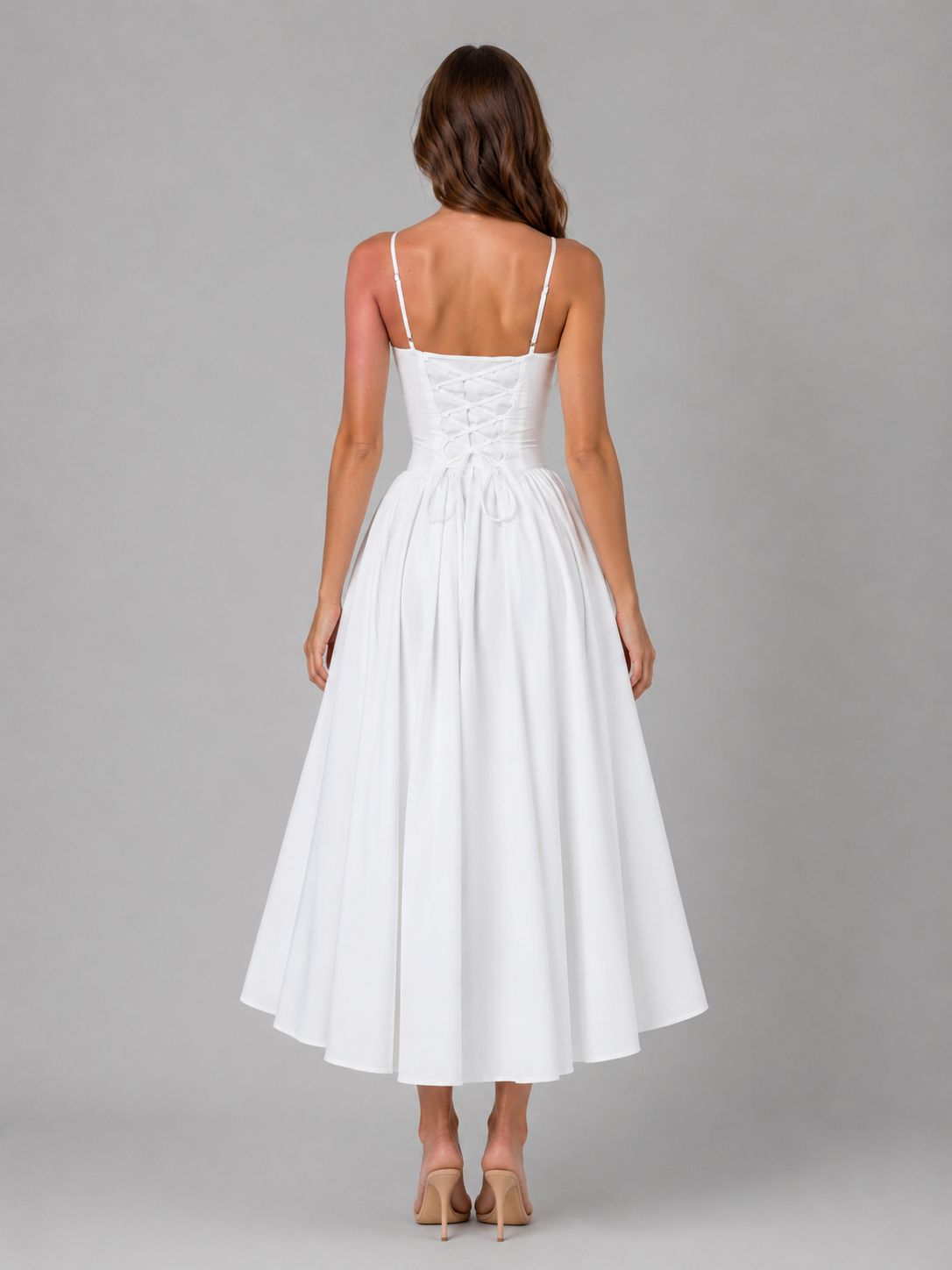 Clara | Women’s Midi Dress | Sweetheart Neck Strappy Wedding Guest-Women Dress-Eltrendio