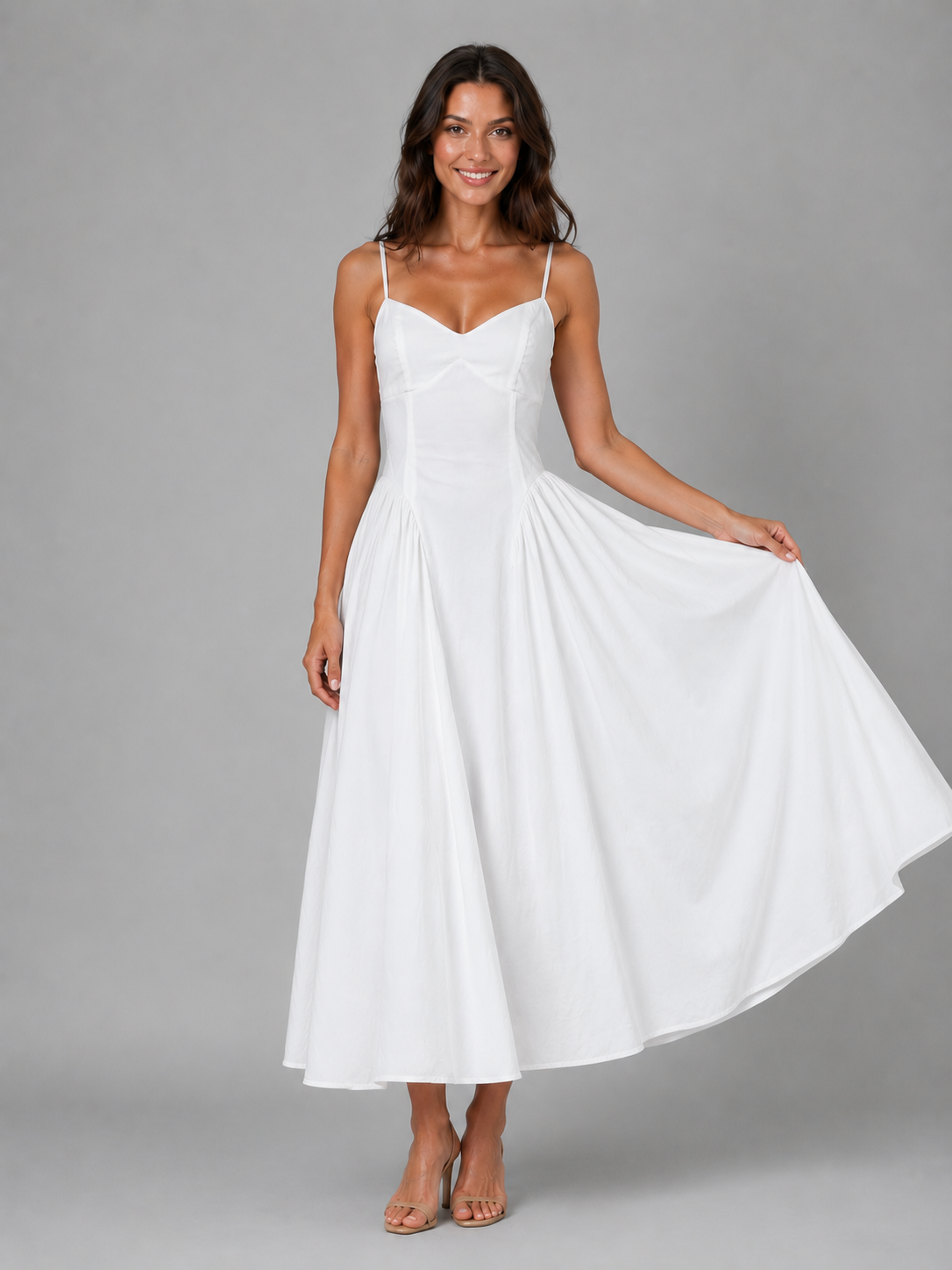 Clara | Women’s Midi Dress | Sweetheart Neck Strappy Wedding Guest-Women Dress-Eltrendio