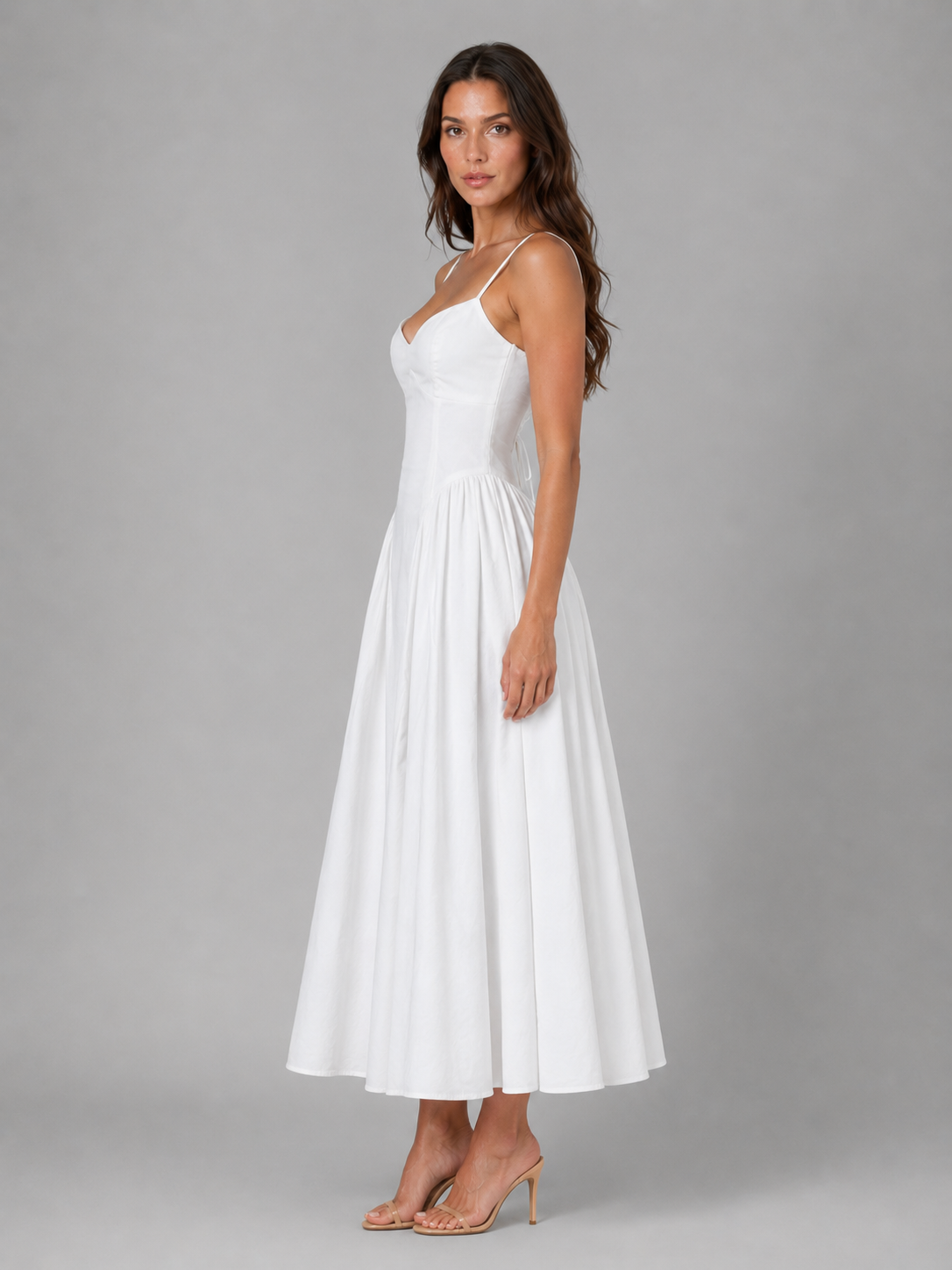 Clara | Women’s Midi Dress | Sweetheart Neck Strappy Wedding Guest-Women Dress-Eltrendio