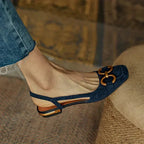 Clara | Women’s Slingback Low Heel Shoes | Pointed Toe Buckle Detail-Women Shoes-Eltrendio