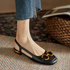 Clara | Women’s Slingback Low Heel Shoes | Pointed Toe Buckle Detail-Women Shoes-Eltrendio