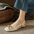 Clara | Women’s Slingback Low Heel Shoes | Pointed Toe Buckle Detail-Women Shoes-Eltrendio