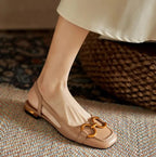 Clara | Women’s Slingback Low Heel Shoes | Pointed Toe Buckle Detail-Women Shoes-Eltrendio