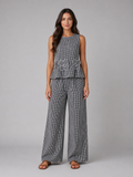 Colette | Women’s Two Piece Set | Sleeveless Wide Leg Floral-Women Outfit Set-Eltrendio