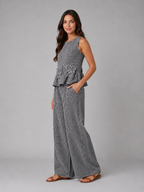 Colette | Women’s Two Piece Set | Sleeveless Wide Leg Floral-Women Outfit Set-Eltrendio