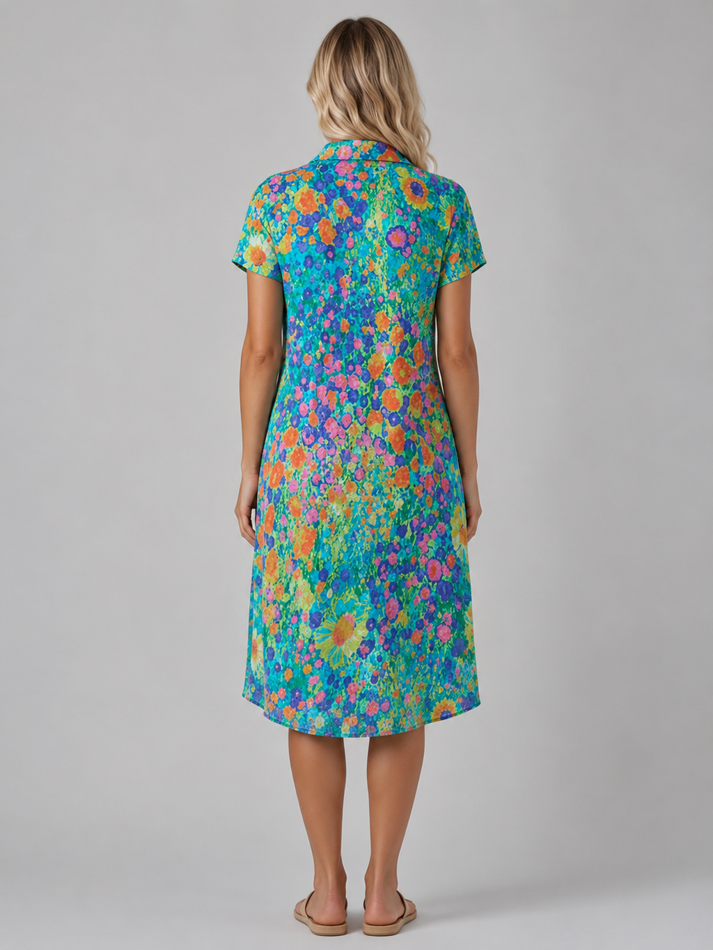 Daphne | Women’s Midi Dress | Floral Print Front Split-Women Dress-Eltrendio