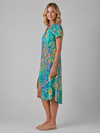 Daphne | Women’s Midi Dress | Floral Print Front Split-Women Dress-Eltrendio