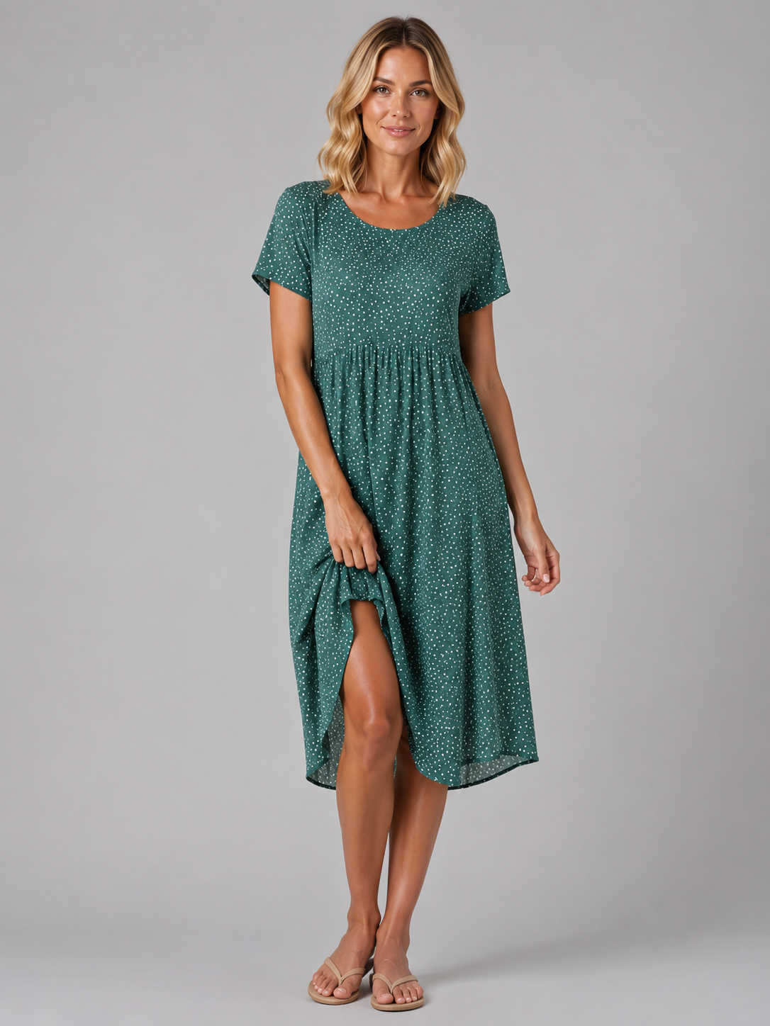Daphne | Women’s Midi Dress | Floral Print Front Split-Women Dress-Eltrendio