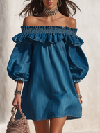 Daphne | Women’s Mini Dress | Off Shoulder Ruffle-Women Dress-Eltrendio