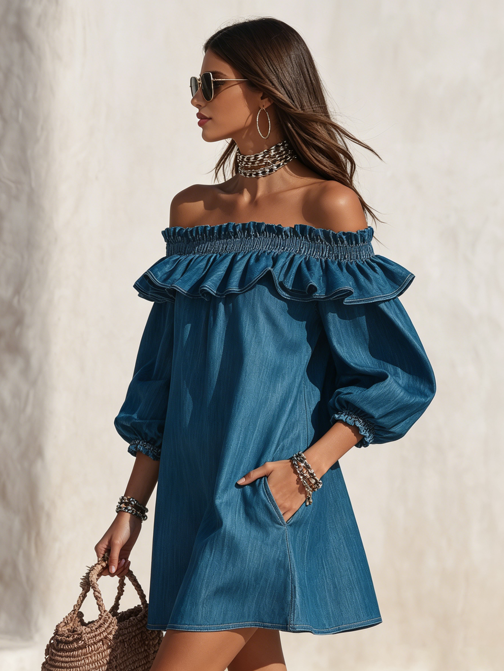 Daphne | Women’s Mini Dress | Off Shoulder Ruffle-Women Dress-Eltrendio