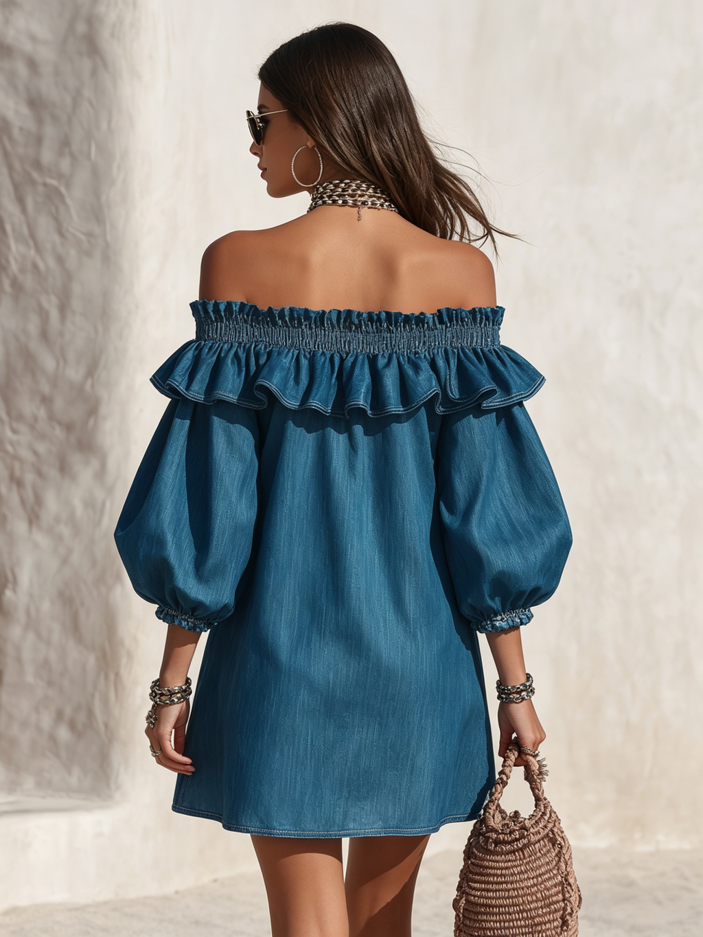Daphne | Women’s Mini Dress | Off Shoulder Ruffle-Women Dress-Eltrendio