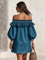 Daphne | Women’s Mini Dress | Off Shoulder Ruffle-Women Dress-Eltrendio