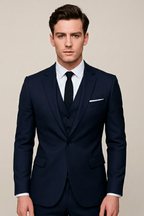 Edward | Men's Plain Three Piece Suit Set | Formal Wedding Suit-Men Outfit Set-Eltrendio