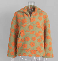 Elara | Women's Floral Print Pullover Jacket | Half Zip High Collar-Eltrendio