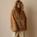 Elara | Women's Floral Print Pullover Jacket | Half Zip High Collar-Eltrendio
