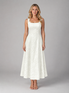 Eleanor | Women’s Midi Dress | Square Neck Wedding Guest-Women Dress-Eltrendio