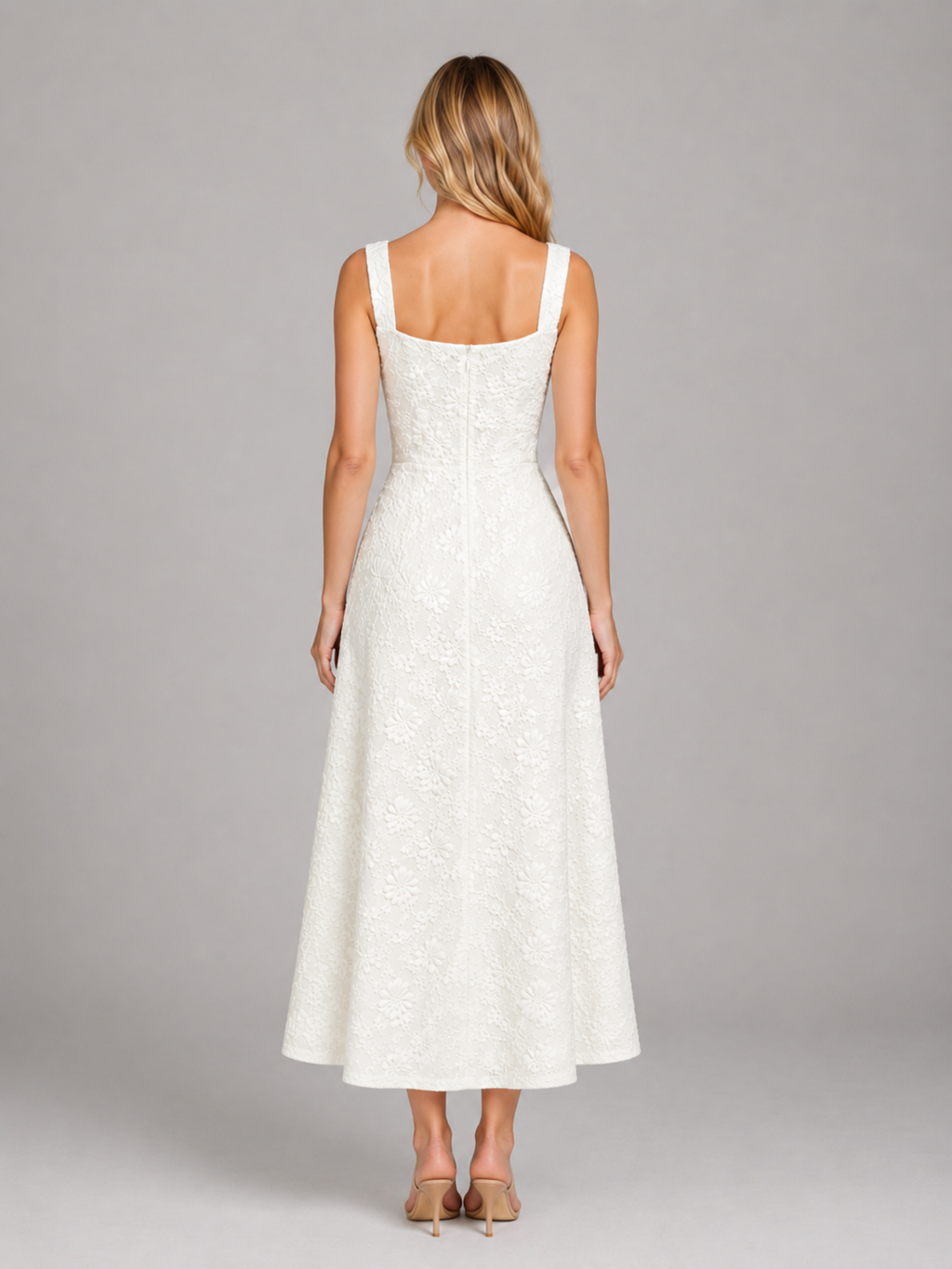 Eleanor | Women’s Midi Dress | Square Neck Wedding Guest-Women Dress-Eltrendio