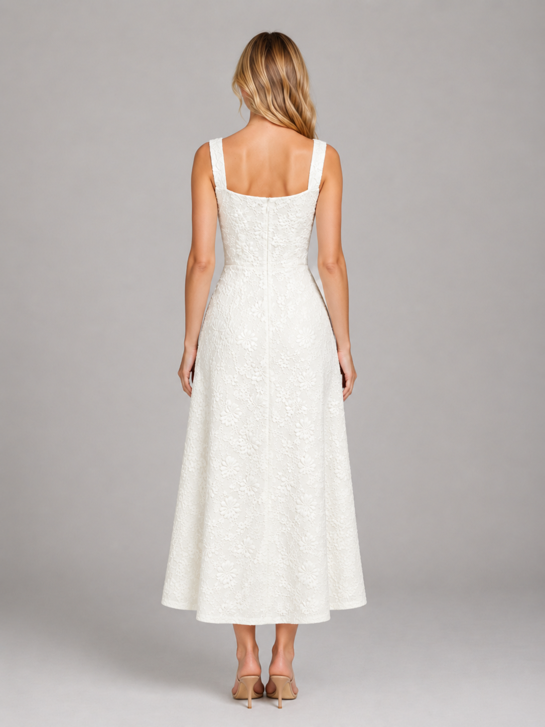 Eleanor | Women’s Midi Dress | Square Neck Wedding Guest-Women Dress-Eltrendio