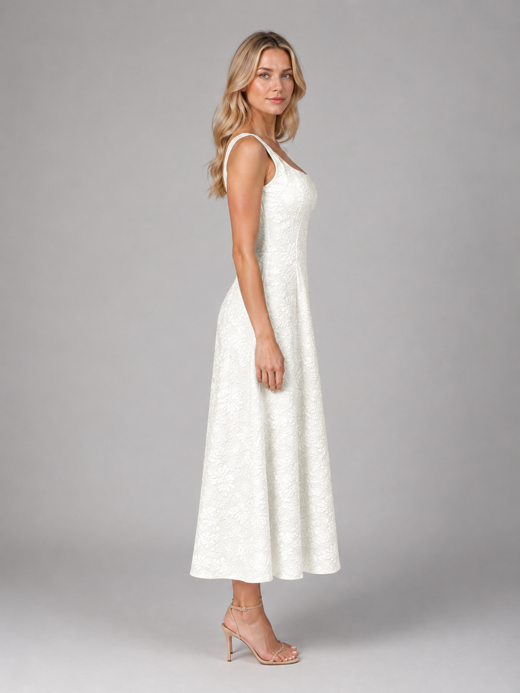 Eleanor | Women’s Midi Dress | Square Neck Wedding Guest-Women Dress-Eltrendio