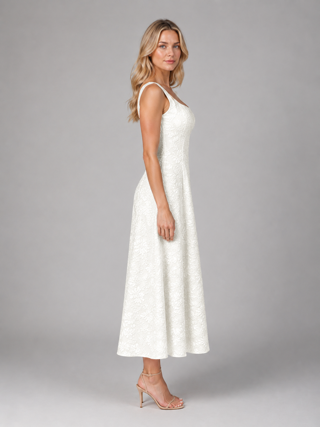 Eleanor | Women’s Midi Dress | Square Neck Wedding Guest-Women Dress-Eltrendio