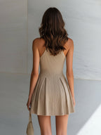 Eliza | Women’s Sleeveless Mini Dress | Zip Front Plunge Neck-Women Dress-Eltrendio