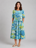 Elodie | Women’s Midi Dress | Abstract Print Pocket-Women Dress-Eltrendio