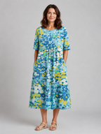 Elodie | Women’s Midi Dress | Abstract Print Pocket-Women Dress-Eltrendio
