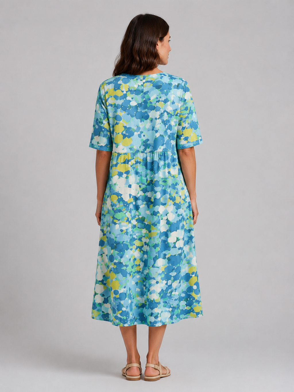 Elodie | Women’s Midi Dress | Abstract Print Pocket-Women Dress-Eltrendio