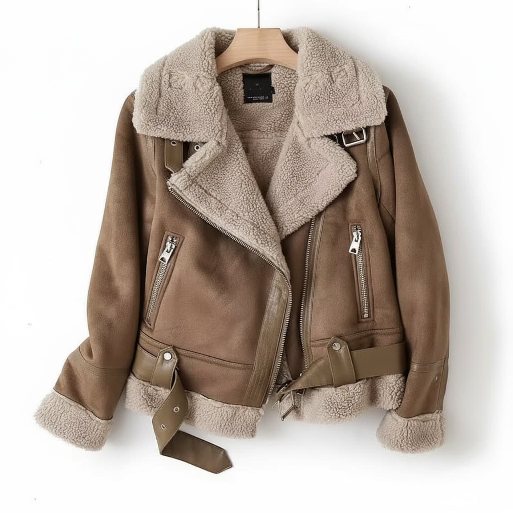 Amelia | Women's Biker Jacket | Shearling-Lined · Eltrendio
