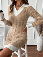 Amelia | Women's Collared Jumper Dress | Cable Knit · Eltrendio