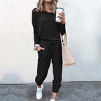 Amelia | Women's Crew Neck Loungewear Set | Drawstring Waist · Eltrendio