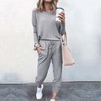 Amelia | Women's Crew Neck Loungewear Set | Drawstring Waist · Eltrendio