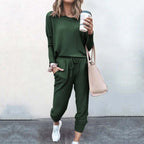Amelia | Women's Crew Neck Loungewear Set | Drawstring Waist · Eltrendio