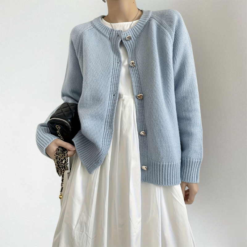Amelia | Women's Crewneck Cardigan | Button-Front · Eltrendio