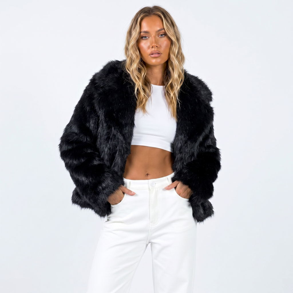 Amelia | Women's Cropped Jacket | Faux-Fur · Eltrendio