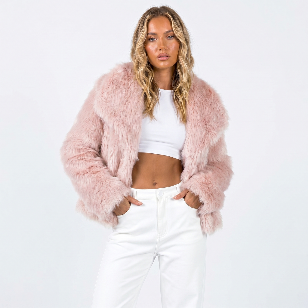 Amelia | Women's Cropped Jacket | Faux-Fur · Eltrendio