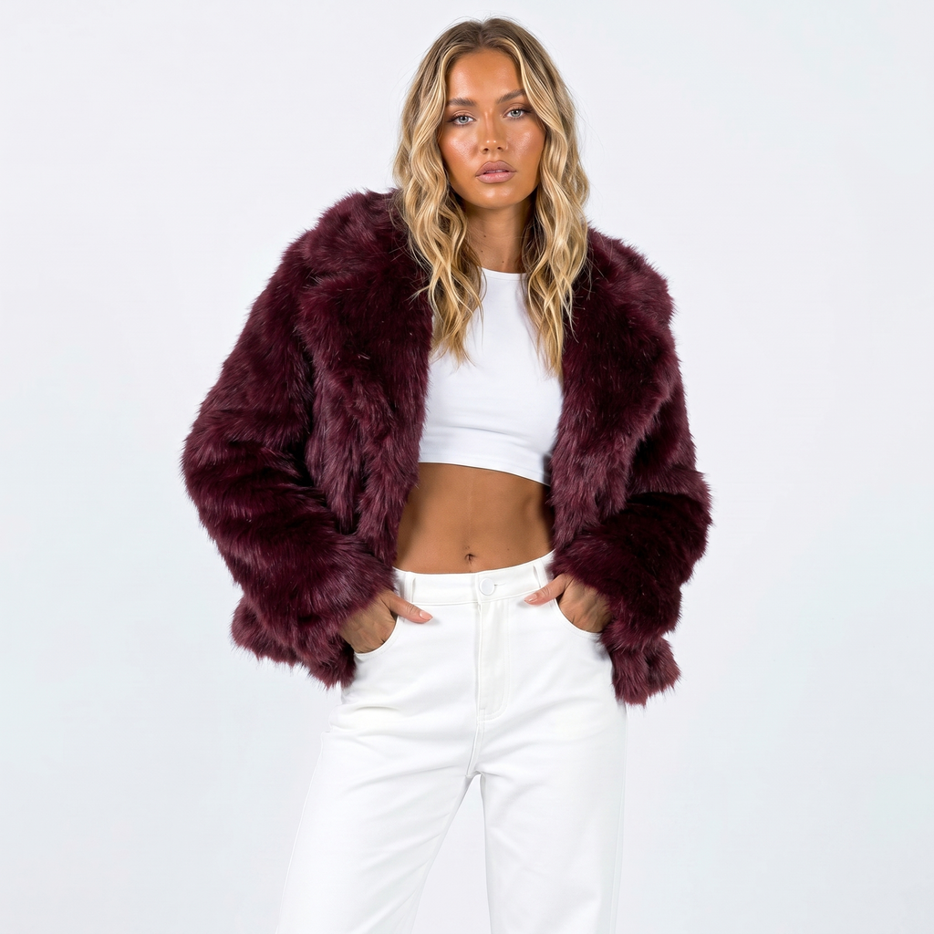 Amelia | Women's Cropped Jacket | Faux-Fur · Eltrendio