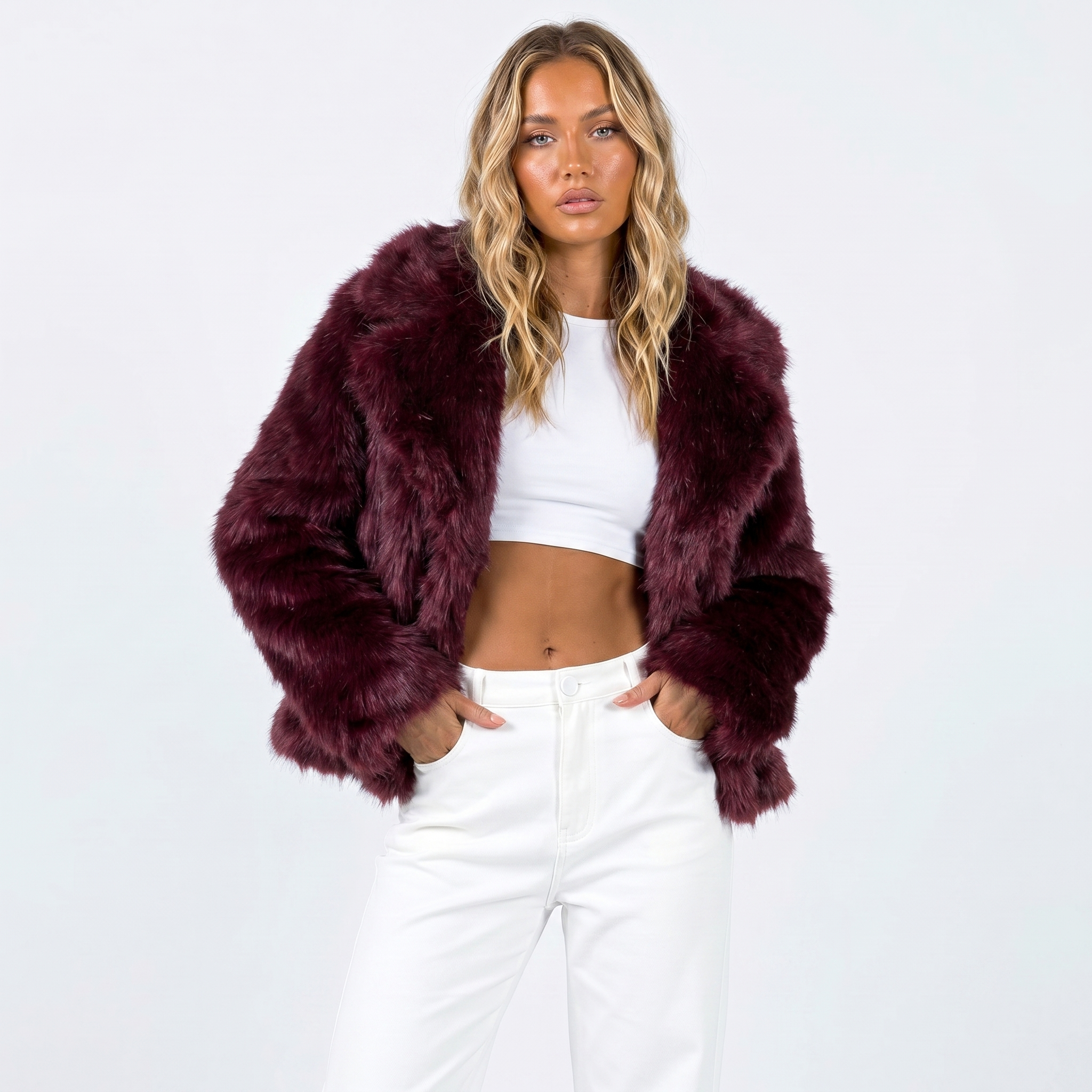Amelia | Women's Cropped Jacket | Faux-Fur · Eltrendio