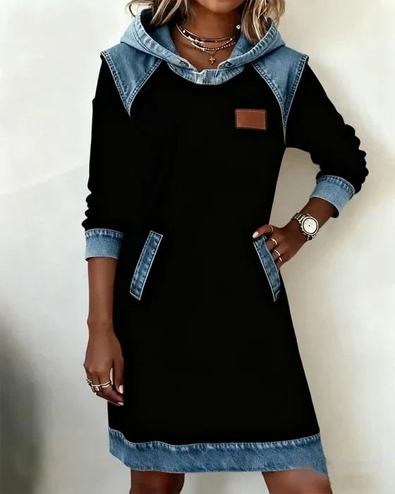Amelia | Women's Hooded Dress | Denim Trim · Eltrendio