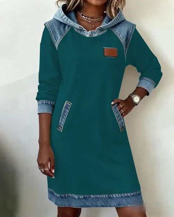 Amelia | Women's Hooded Dress | Denim Trim · Eltrendio