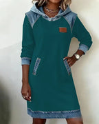 Amelia | Women's Hooded Dress | Denim Trim · Eltrendio