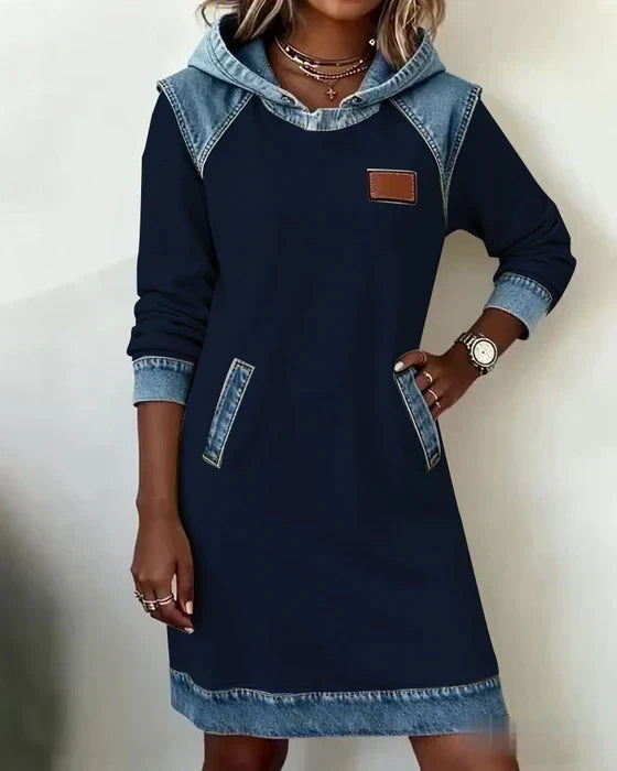 Amelia | Women's Hooded Dress | Denim Trim · Eltrendio