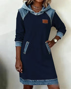 Amelia | Women's Hooded Dress | Denim Trim · Eltrendio