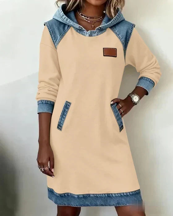 Amelia | Women's Hooded Dress | Denim Trim · Eltrendio