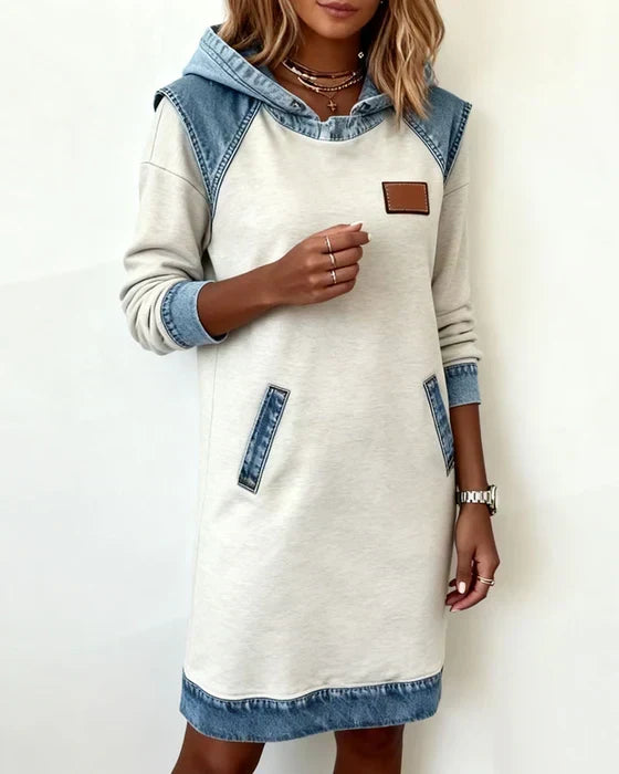Amelia | Women's Hooded Dress | Denim Trim · Eltrendio
