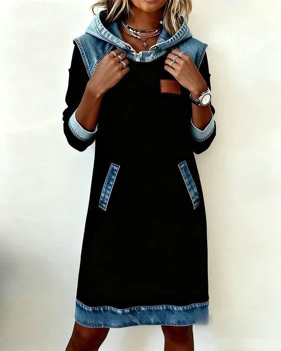 Amelia | Women's Hooded Dress | Denim Trim · Eltrendio
