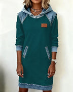 Amelia | Women's Hooded Dress | Denim Trim · Eltrendio