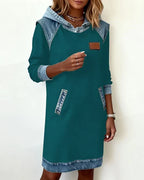 Amelia | Women's Hooded Dress | Denim Trim · Eltrendio