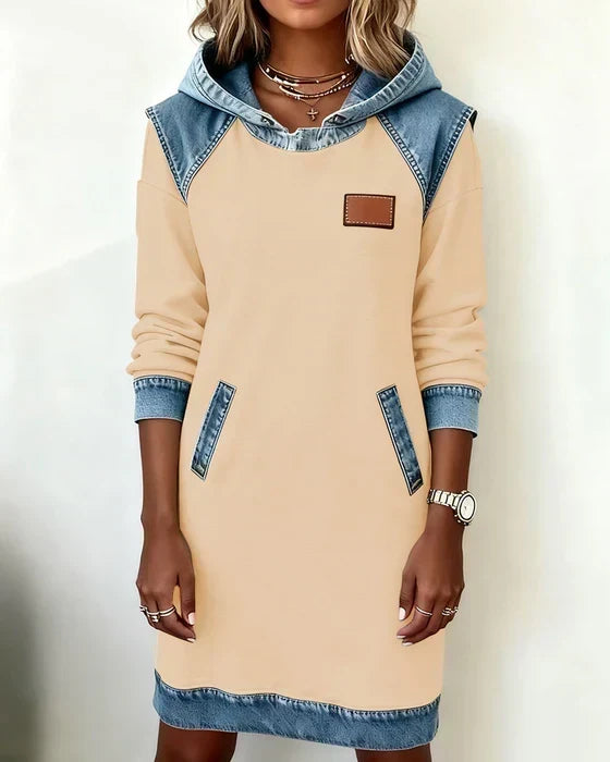 Amelia | Women's Hooded Dress | Denim Trim · Eltrendio